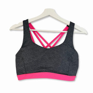 Lululemon Athletica Energy Bra Gray Pink Criss Cross Size 8
